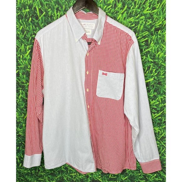 The Frat Collection Blue Red Gingham Plaid Button Front Long Sleeve Men XL Shirt - Picture 2 of 4